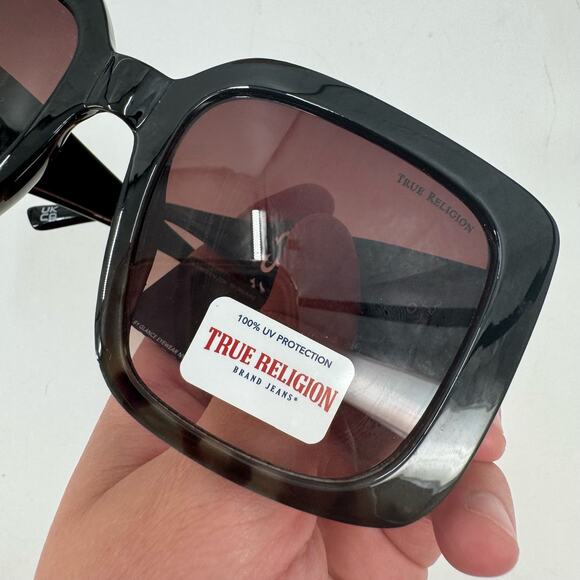 NWT True Religion black large square sunglasses - Picture 2 of 7